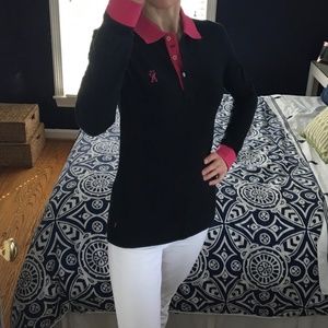 Vicomte Arthur Long-sleeve Black Polo Shirt